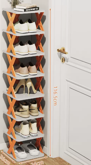 Hotly recommended simple splicing multi-layer shoe rack (8 layers in vibrant orange) (size: 26*24*116.5CM)