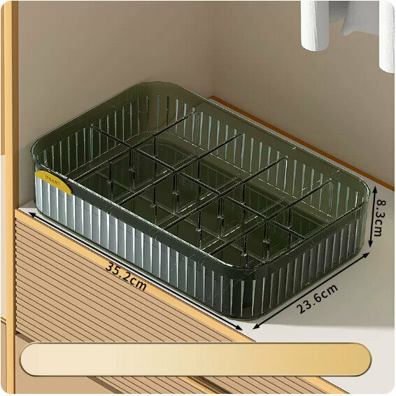 Hot recommended underwear storage box [(10 compartments without lid - dark green gold) stacked storage with lid dustproof]
