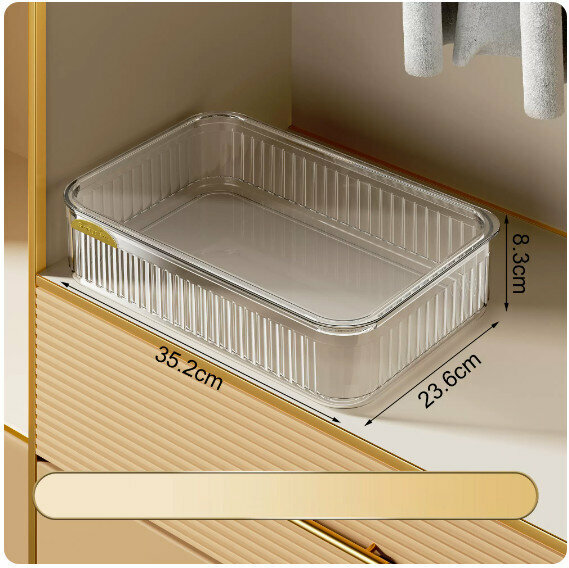 Hot-recommended underwear storage box [(with lid and no grid - transparent gold) stacked storage with lid and dustproof]