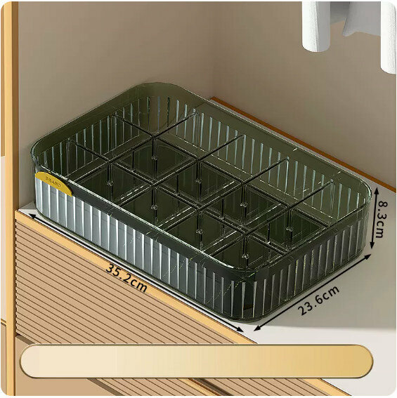 Hot recommended underwear storage box [(15 compartments without lid - dark green gold) stacked storage with lid dustproof]