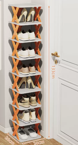 Hotly recommended simple splicing multi-layer shoe rack (9 layers in vibrant orange) (size: 26*24*133CM)