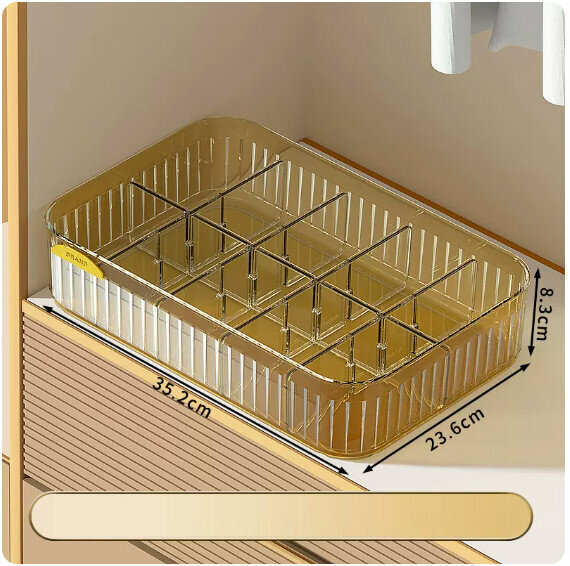 Hot recommended underwear storage box [(10 compartments without lid - amber gold) stacked storage with lid dustproof]