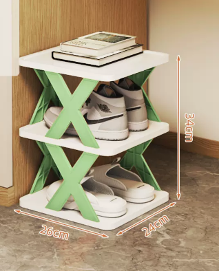 Hot recommended simple splicing multi-layer shoe rack (Nordic green 3 layers) (size: 26*24*34CM)