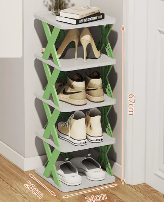 Hot recommended simple splicing multi-layer shoe rack (Nordic green 5 layers) (size: 26*24*67CM)
