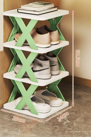 Hot recommended simple splicing multi-layer shoe rack (Nordic green 4 layers) (size: 26*24*50.5CM)