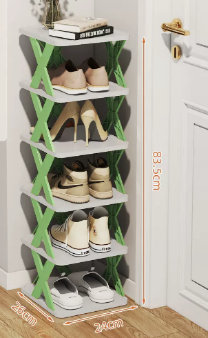 Hot recommended simple splicing multi-layer shoe rack (Nordic green 6 layers) (size: 26*24*83.5CM)