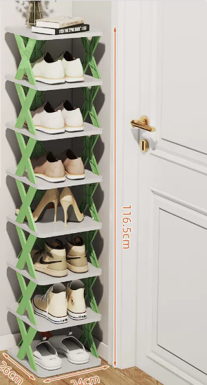 Hot recommended simple splicing multi-layer shoe rack (Nordic green 8 layers) (size: 26*24*116.5CM)