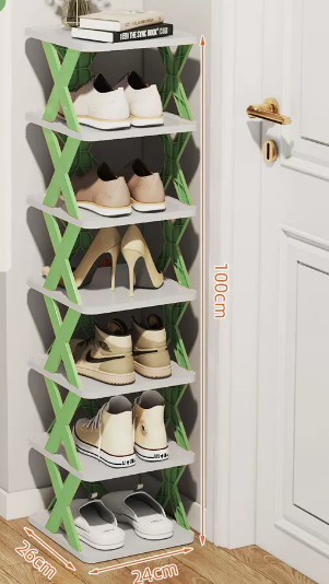 Hot recommended simple splicing multi-layer shoe rack (Nordic green 7 layers) (size: 26*24*100CM)
