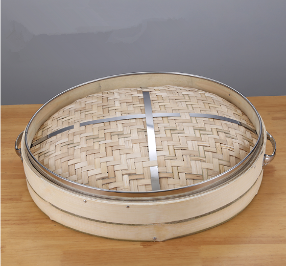 熱推竹制蒸籠（壹籠壹蓋）（規格：單籠直徑52CM*單籠高9CM*蓋高9CM）