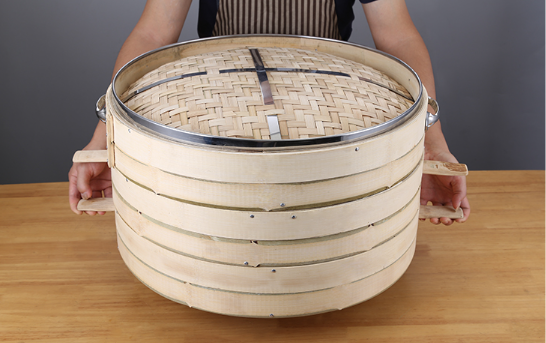 熱推竹制蒸籠（八籠壹蓋）（規格：單籠直徑52CM*單籠高9CM*蓋高9CM）