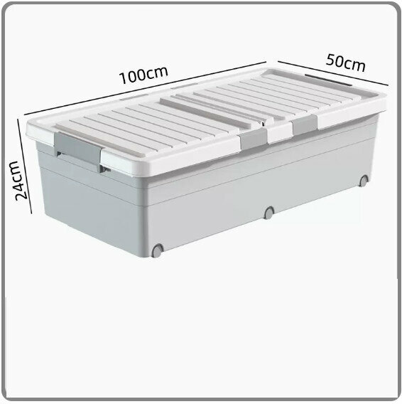 Hot Push Drawer Organizer [Mist Gray Tall Style (100*50*24)] Six Locks + Double Opening Lid]