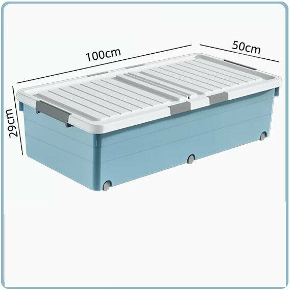 Hot push drawer type storage box [Sky Blue High Model (100*50*29)] Six locks + double opening lids]