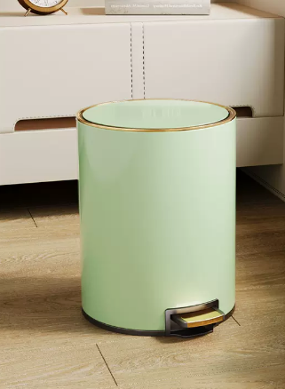 熱推家用不銹鋼腳踩帶蓋垃圾桶(復古綠)(尺寸:7L-30*20.5CM)