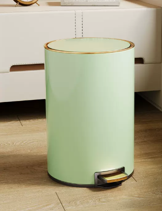熱推家用不銹鋼腳踩帶蓋垃圾桶(復古綠)(尺寸:9L-30*22.5CM)