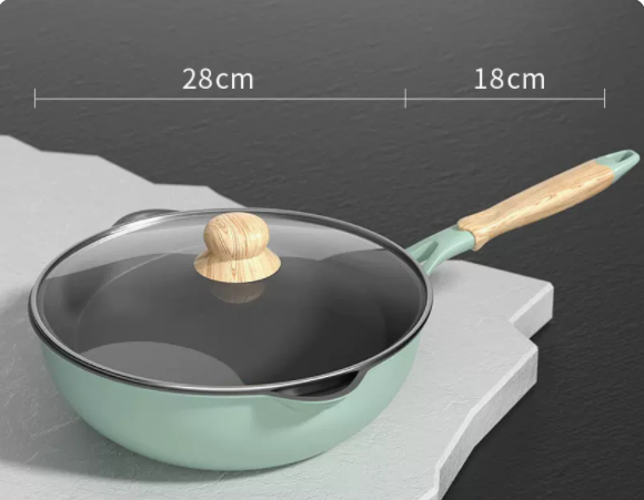 Hotly recommended medical stone non-stick pan, no oil fume flat bottom frying pan for induction cooker (technical gray) 24CM