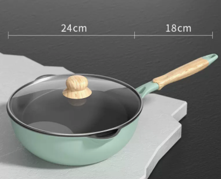 Hot recommendation: Maifan stone non-stick pan, no oil smoke, flat bottom frying pan for induction cooker (matcha green) 24CM