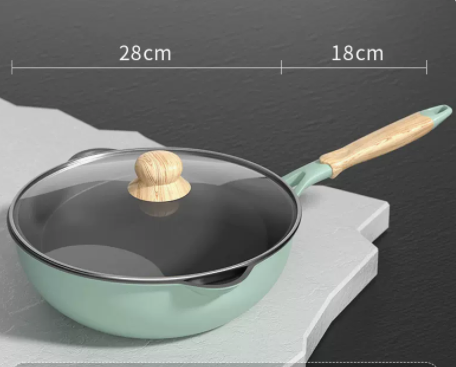 Hot recommendation: Maifan stone non-stick pan, no oil fume, flat bottom frying pan for induction cooker (matcha green) 28CM