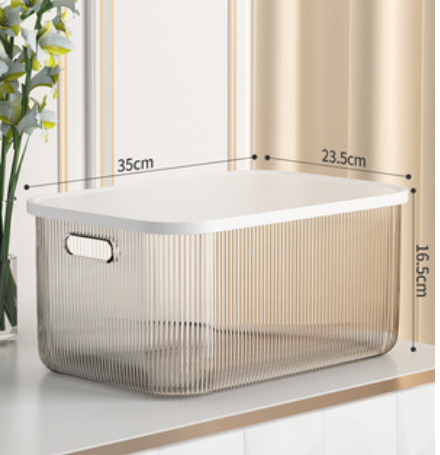 Hot recommended transparent desktop storage box (glass white extra large)