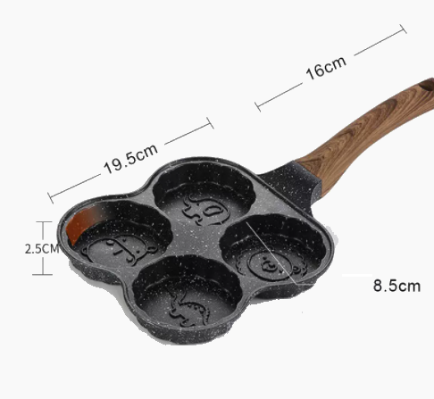Popular non-stick pan, deepened small frying pan, breakfast egg burger artifact, animal pattern four-hole omelette mold (universal for gas induction cookers)