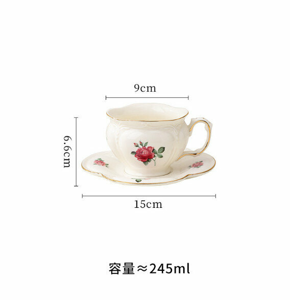 爆款陶瓷咖啡杯套裝（玫瑰杯碟）