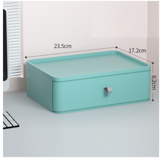Popular desktop drawer storage box ([wide drawer] gentian green-colorful series)