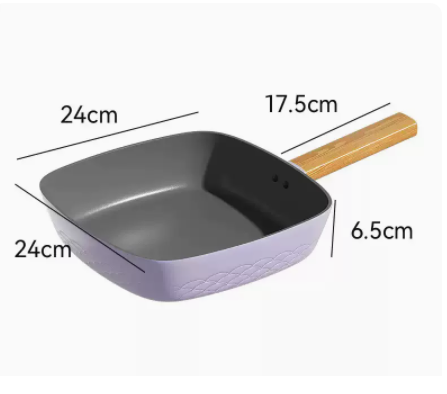 Popular flat bottom non-stick square induction cooker gas frying dual-purpose (lilac)