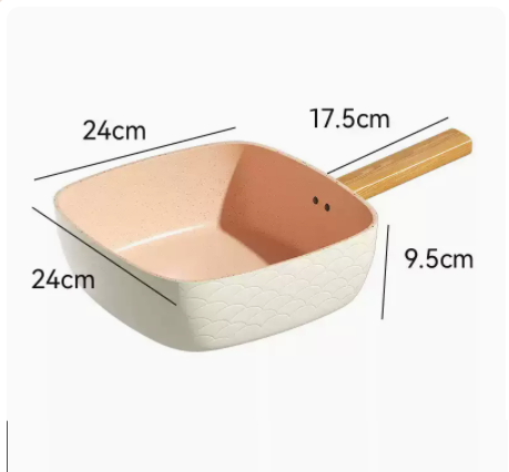 Hot style flat bottom non-stick square deep induction cooker gas frying dual-purpose gas induction cooker universal (milk white)