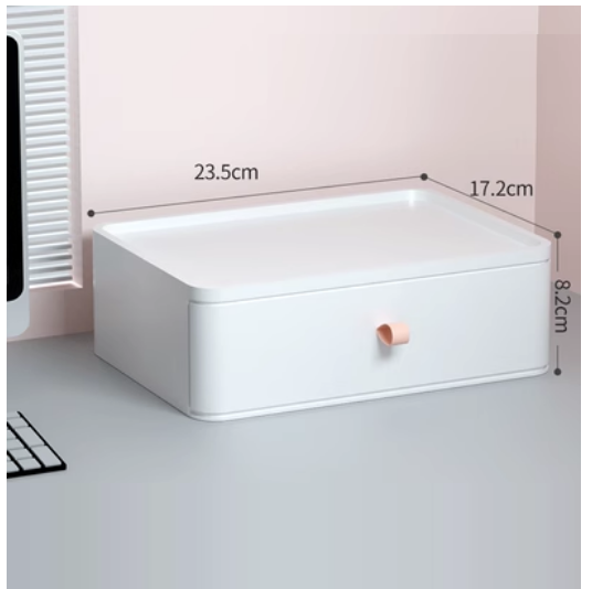 Popular desktop drawer storage box ([wide drawer] ivory white-colorful series)
