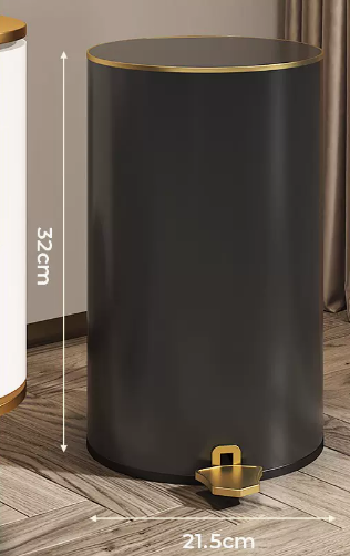 爆款不銹鋼腳踏式垃圾桶(加高黑金)(尺寸:8L-32*21.5CM)