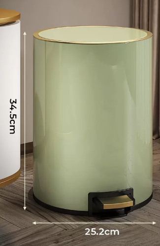 爆款不銹鋼腳踏式垃圾桶(荳蔻綠)(尺寸:13L-34.5*25.2CM)