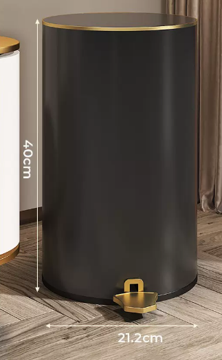 爆款不銹鋼腳踏式垃圾桶(加高黑金)(尺寸:13L-40*21.2CM)