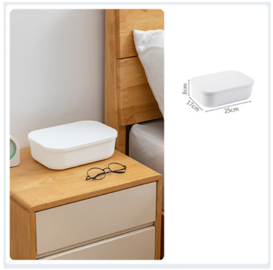 Popular solid color desktop storage box (white flat model with lid)