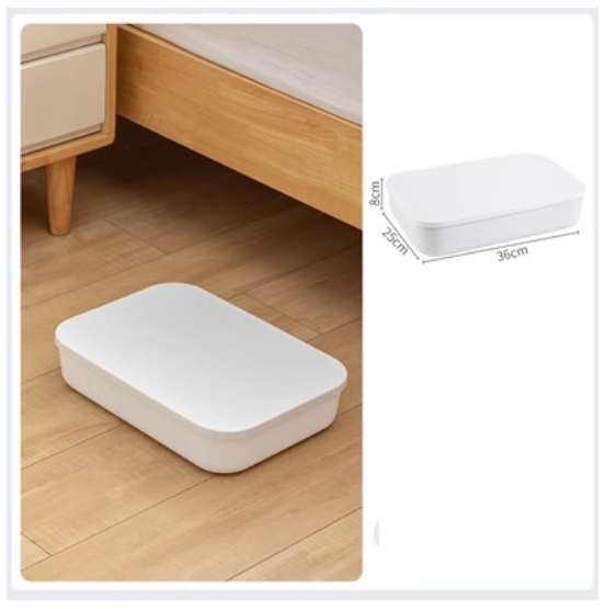 Popular solid color desktop storage box (large white flat model with lid)