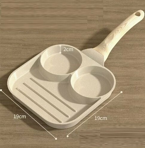 Popular three-hole fried egg burger pan (gas-fired ceramic white)