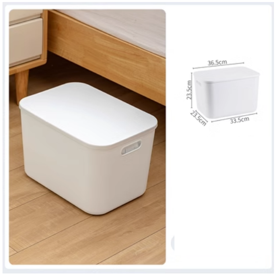 Popular solid color desktop storage box (white super tall model with lid)