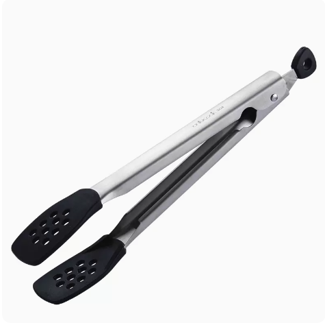 New silicone clips, high temperature resistant stainless steel snack food barbecue meat steak hand cake special clip (black)