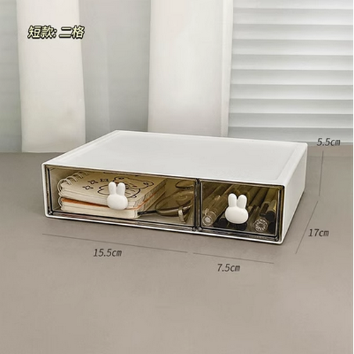 New storage box transparent drawer type (short model - two compartments)