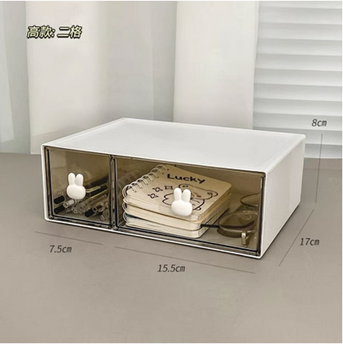 New storage box transparent drawer type (tall model - two compartments)