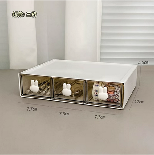 New storage box transparent drawer type (short model - three compartments)