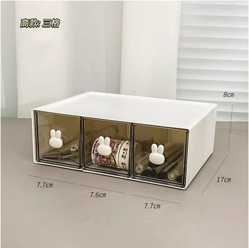 New storage box transparent drawer type (tall model - three compartments)