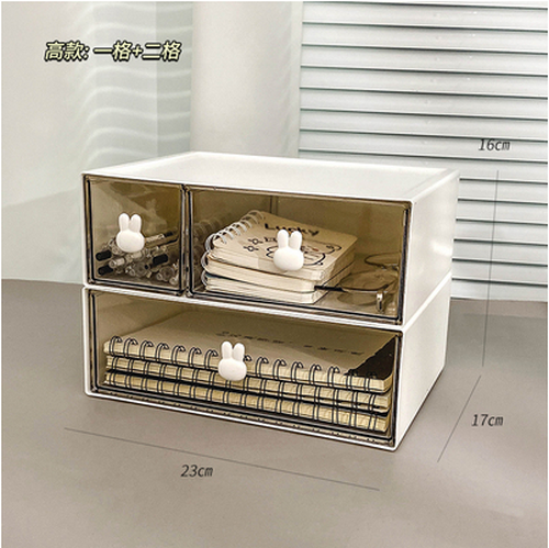 Best Selling Storage Box Transparent Drawer Type (Tall Model One Compartment + Two Compartments)