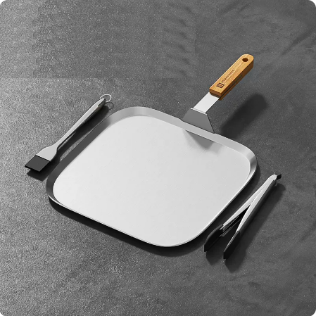 Hot selling three-layer composite steel steak frying pan uncoated plus steak clip oil brush induction cooker gas universal