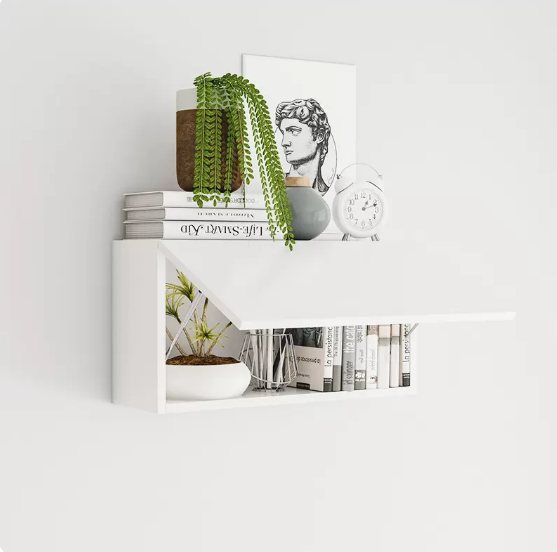 Hot selling wall bookshelf storage rack (60*20 white door + white frame)