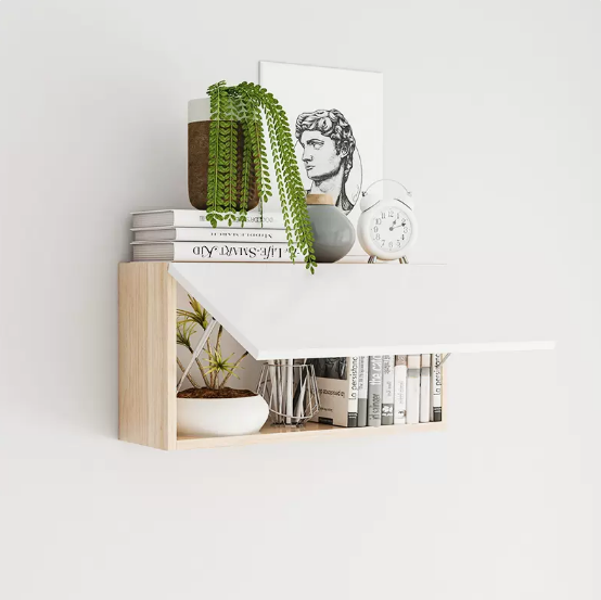 Hot selling wall bookshelf storage rack (60*20 log frame + white door)