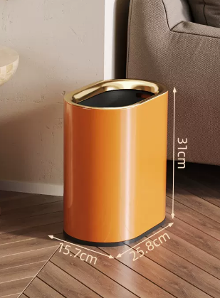Hot selling light luxury stainless steel lidless trash can (Knight Orange plain) (size: 7L-25.8*15.7*31CM)