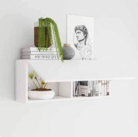 Hot selling wall bookshelf storage rack (80*20 white door + white frame)