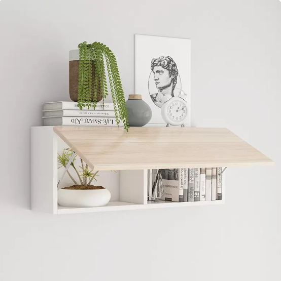 Hot selling wall bookshelf storage rack (80*20 white frame + original wooden door)