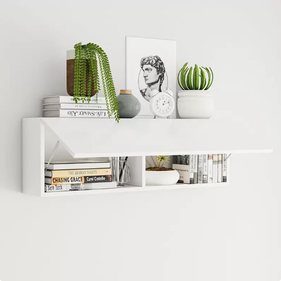 Hot selling wall bookshelf storage rack (120*20 white door + white frame)