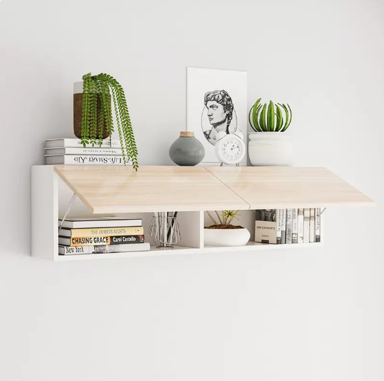 Hot selling wall bookshelf storage rack (120*20 white frame + original wooden door)