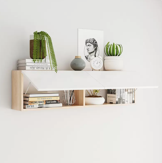 Hot selling wall bookshelf storage rack (120*20 log frame + white door)